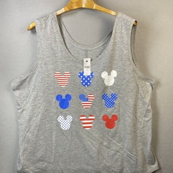 Disney Tops - Disney Tank Top Womens Size 26‎ Mickey And Friends Red White & Blue Ears New $43